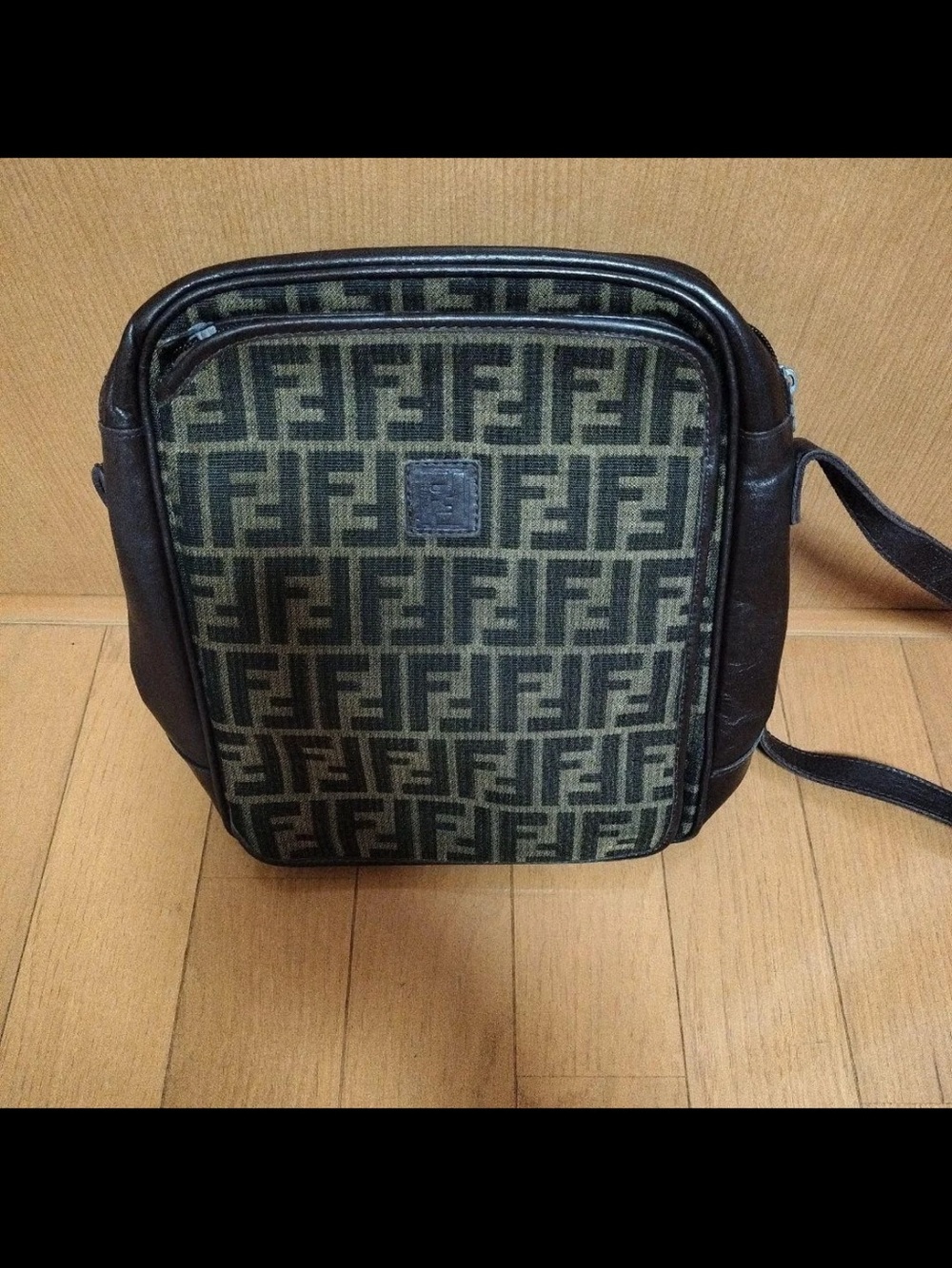 Fendi Green and Brown FF Logo Messenger Bag